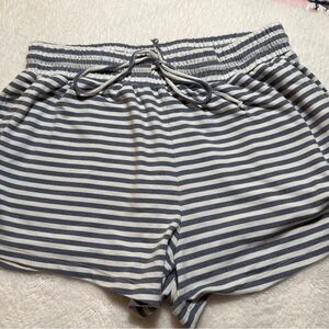Bobeau Gray and White Striped Athletic Shorts